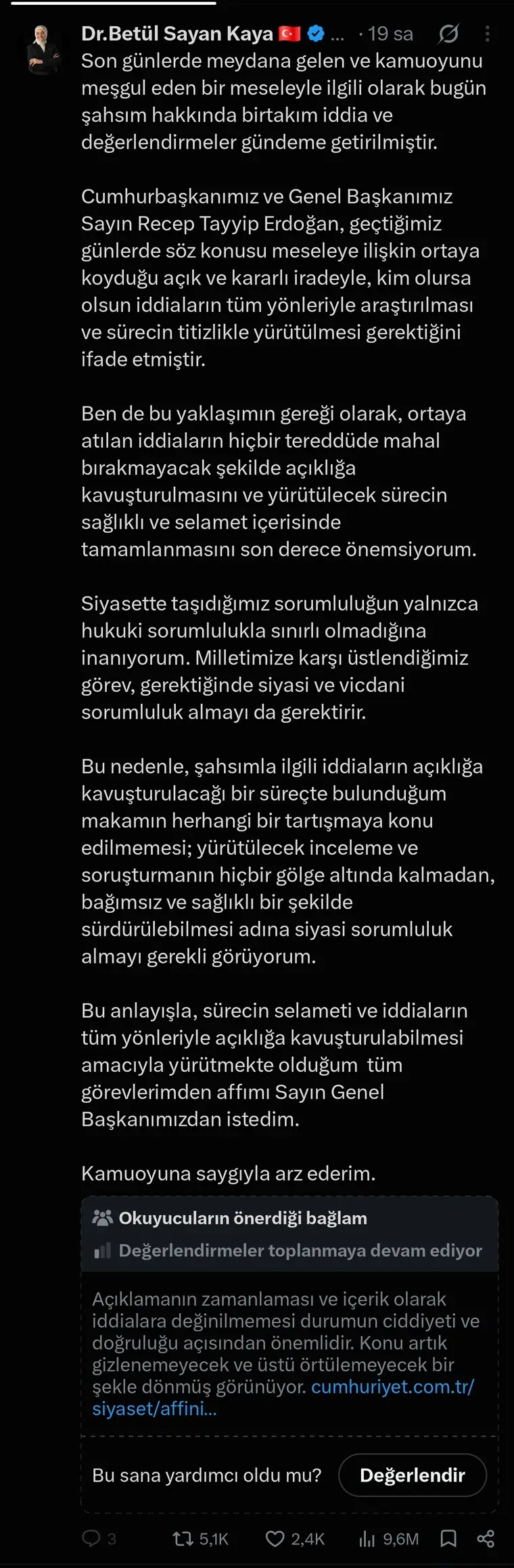 K4 — Sayan Kaya'nın açıklaması ekran görüntüsü