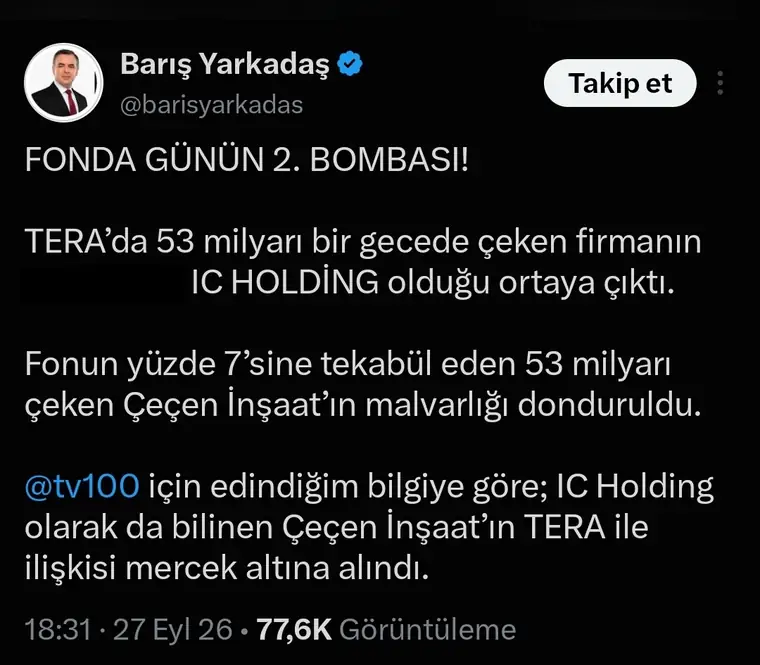 K3 — "53 milyar / IC Holding" iddiası ekran görüntüsü